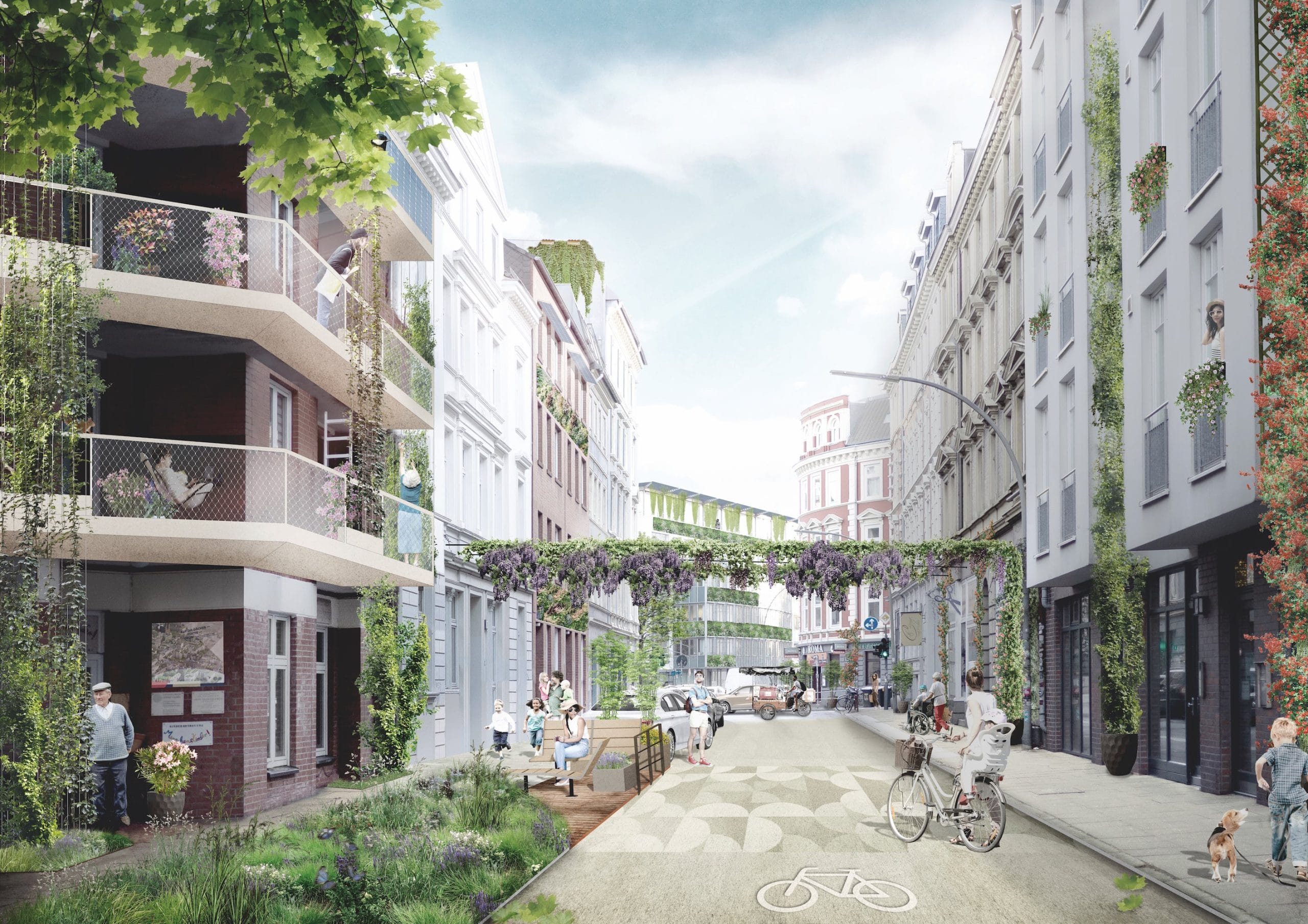 Grün-blaue Visionen für einen Straßenraum in Hamburg-Altona