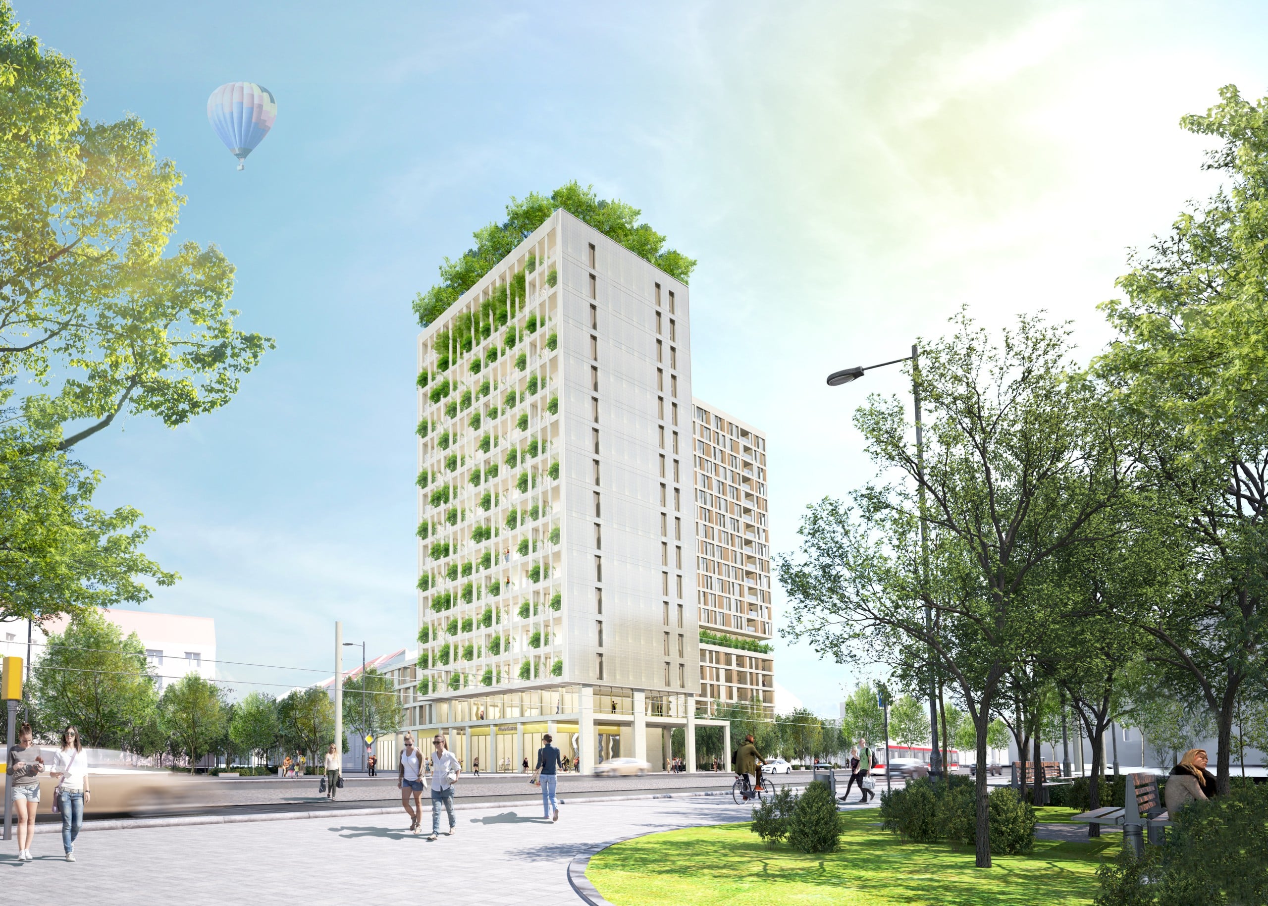 WGF Nürnberg gewinnen Wettbewerb für ein neues Wohnquartier an der Hainstraße, ein Leuchtturmprojekt in der Stadtentwicklung Nürnberg. Visualisierung © Gräßel ARCHITEKTEN