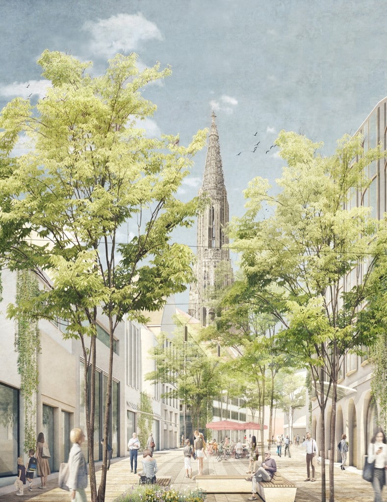 Visualisierung der grünen Innenstadt von Ulm. Bildquelle: Studio Maurermeier