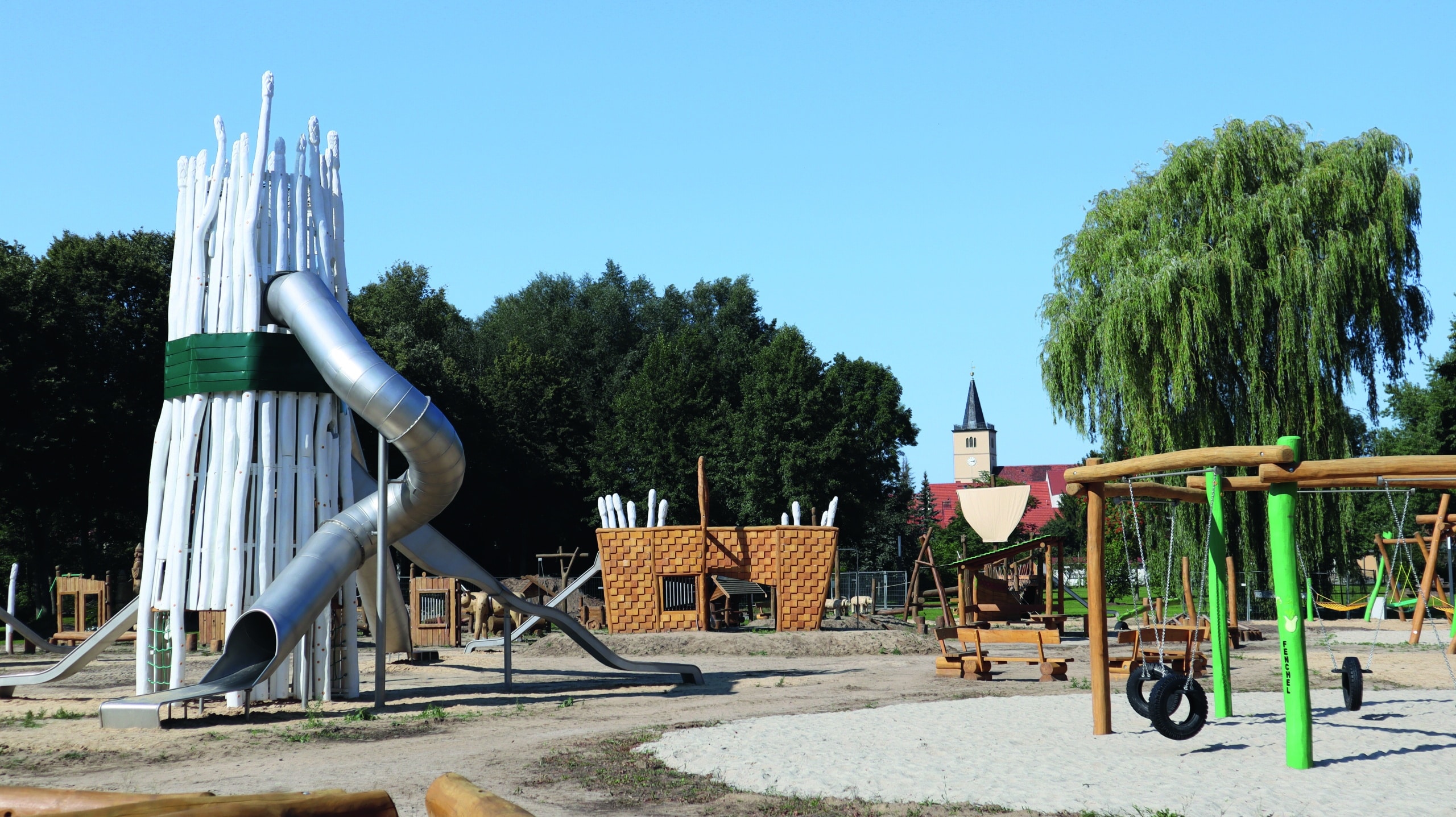 Das Gelände der Landesgartenschau umfasst eine Spiellandschaft von knapp 5 000 Quadratmetern. Ein wiederkehrendes Spielelement: der Spargel. Foto: LAGA Beelitz gGmbH