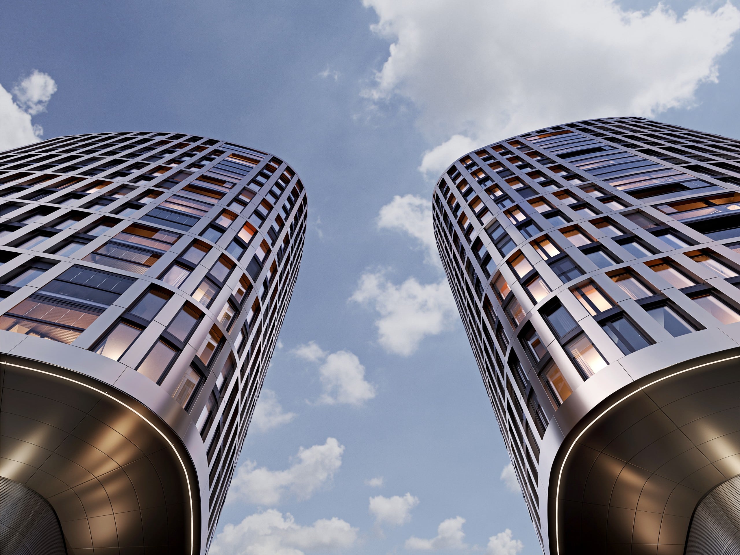 Die zwei Wohntürme im HPQ Frankfurt. Bildquelle: HPQ / XOIO Berlin