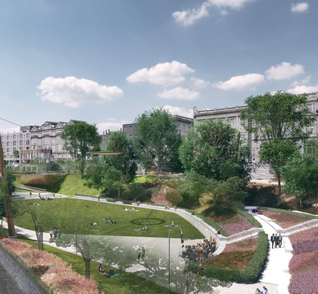 Nach Kontroversen und einem längeren Planungsprozess gelang es, die Union Terrace Gardens in Aberdeen neu zu gestalten und Ende 2022 zu eröffnen. Copyright: LDA Design