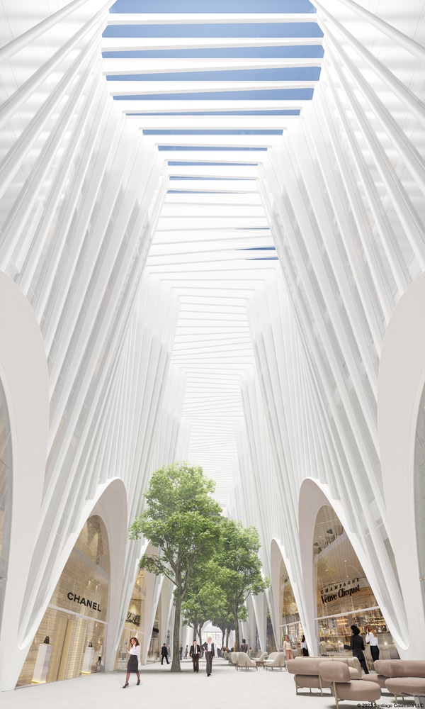 Das neue Gebäude an der Kö soll Fußgänger*innen einladen und einen Raum zum Verweilen bieten. Bild: © Santiago Calatrava LLC
