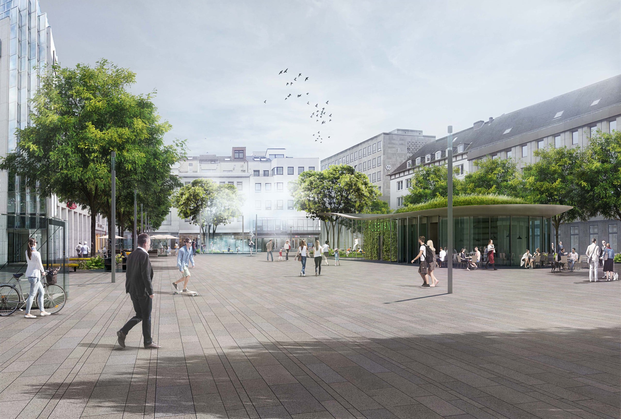 Der neue Husemannplatz in Bochum soll 2025 fertig sein. Visualisierung: werk3.berlin, SINAI