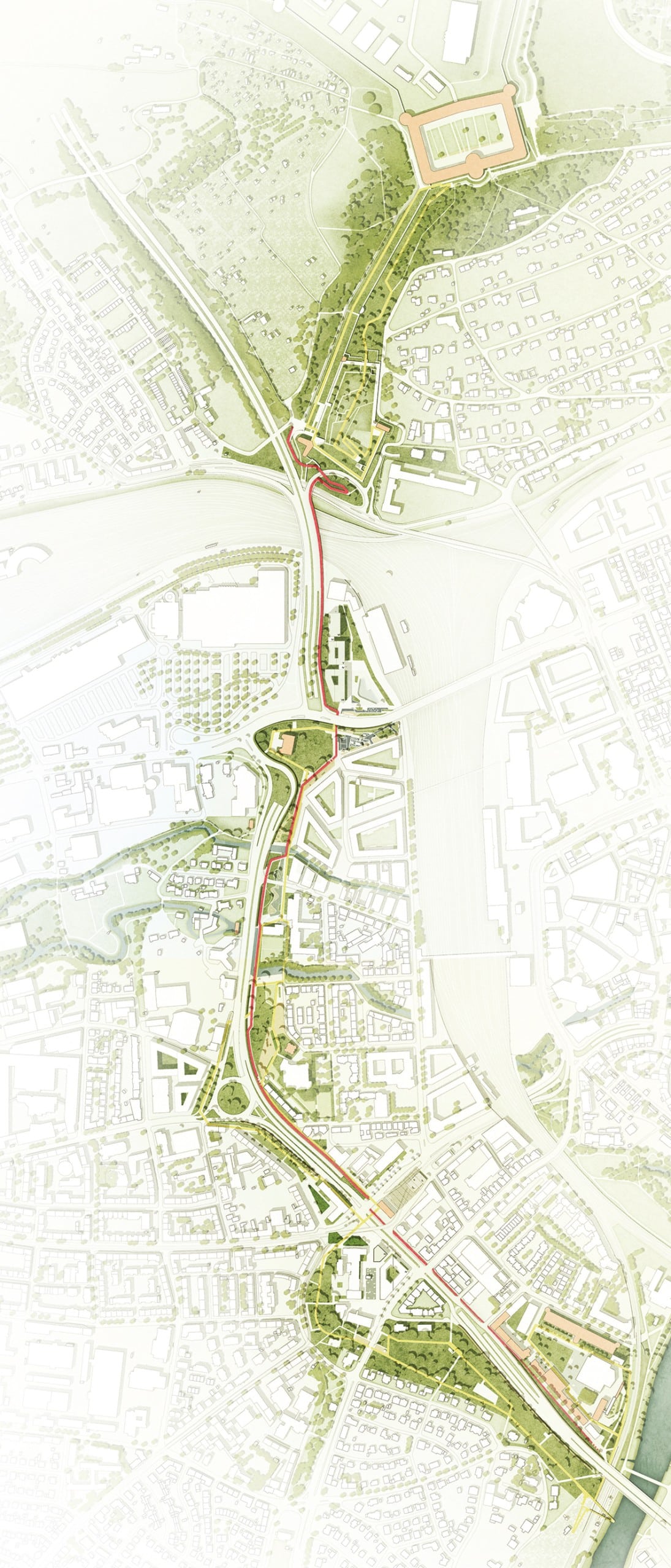 Lageplan zur Landesgartenschau Ulm 2030. Quelle: SINAI / Visualisierung: werk3.berlin