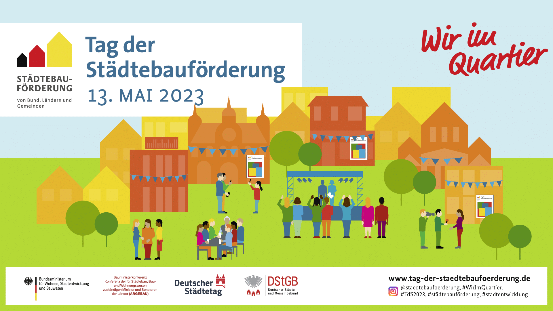 Am 13. Mai 2023 feiern Städte und Gemeinden in Deutschland den Tag der Städtebauförderung. Abbildung: © Begleitagentur für den Tag der Städtebauförderung 2023