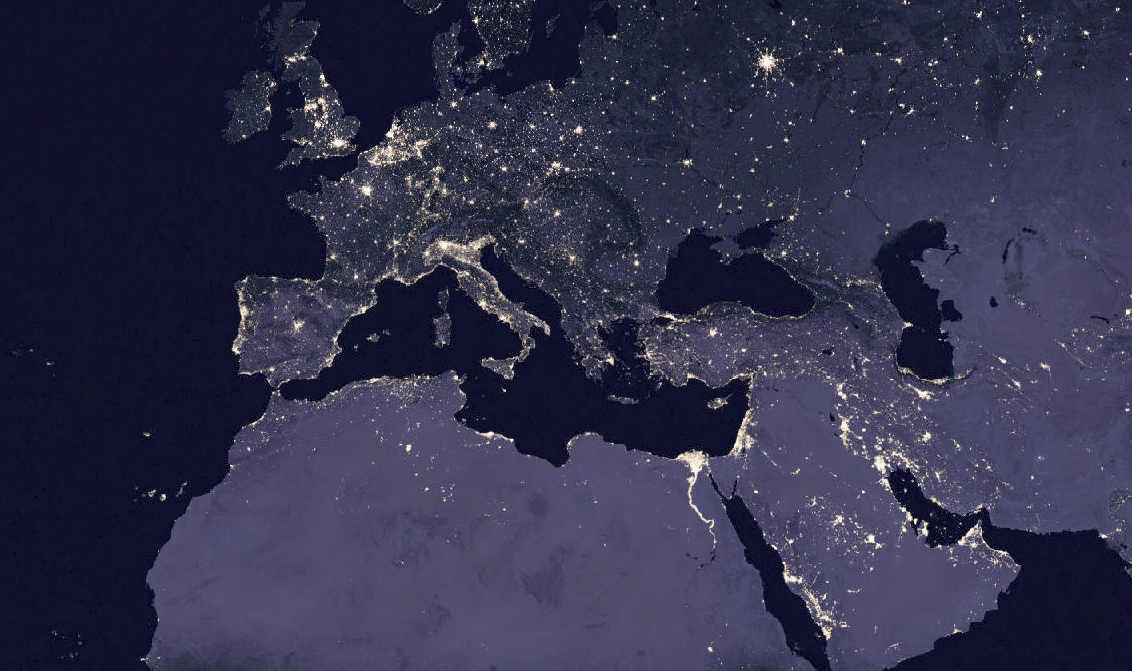 Diese Europakarte zeigt die Lichtverschmutzung. Bildquelle: NASA