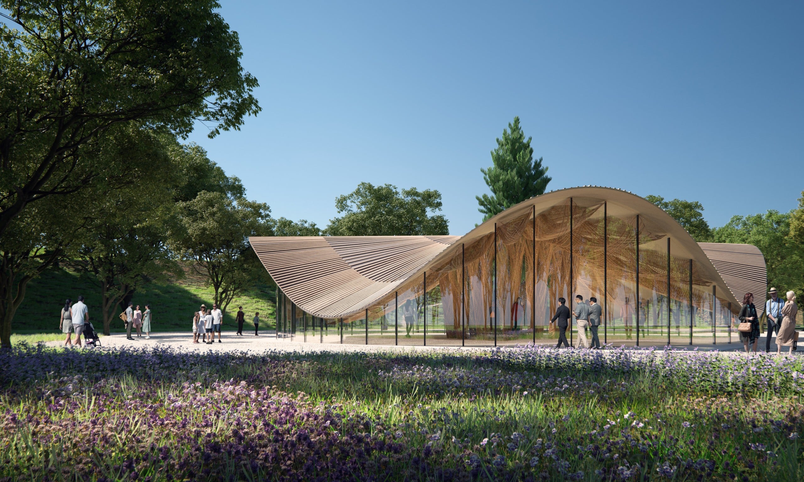 Dieser Holz-Naturfaser-Pavillon entsteht im Zuge der Landesgartenschau Wangen .credits: Universität Stuttgart; Janusch - the visual collective