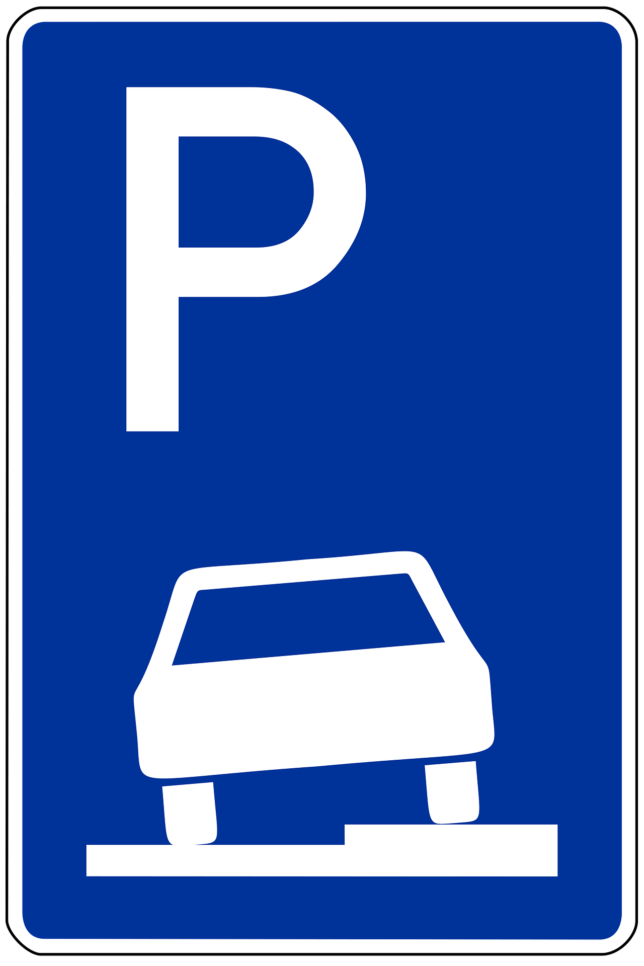 Verkehrszeichen 315 - nur hier gilt aufgesetztes Parken. Quelle: Pixabay