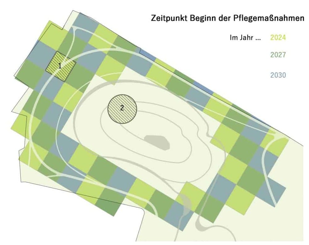Beginn der Pflegemaßnahmen im Volkspark Prenzlauer Berg, Grafik: Svenja Jarrath