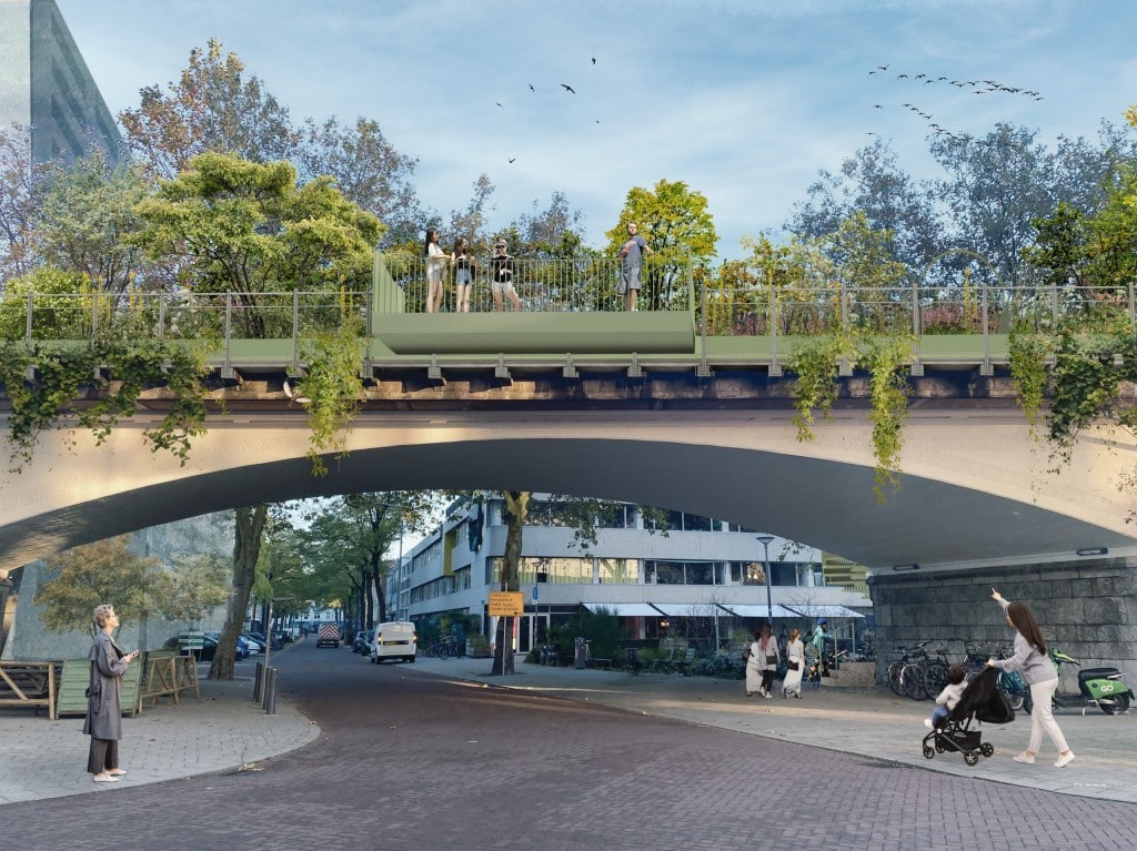 Der Hofbogenpark wird mehrere Stadtteile in Rotterdam verbinden und Raum für Mensch und Tier bieten. Bild: De Urbanisten