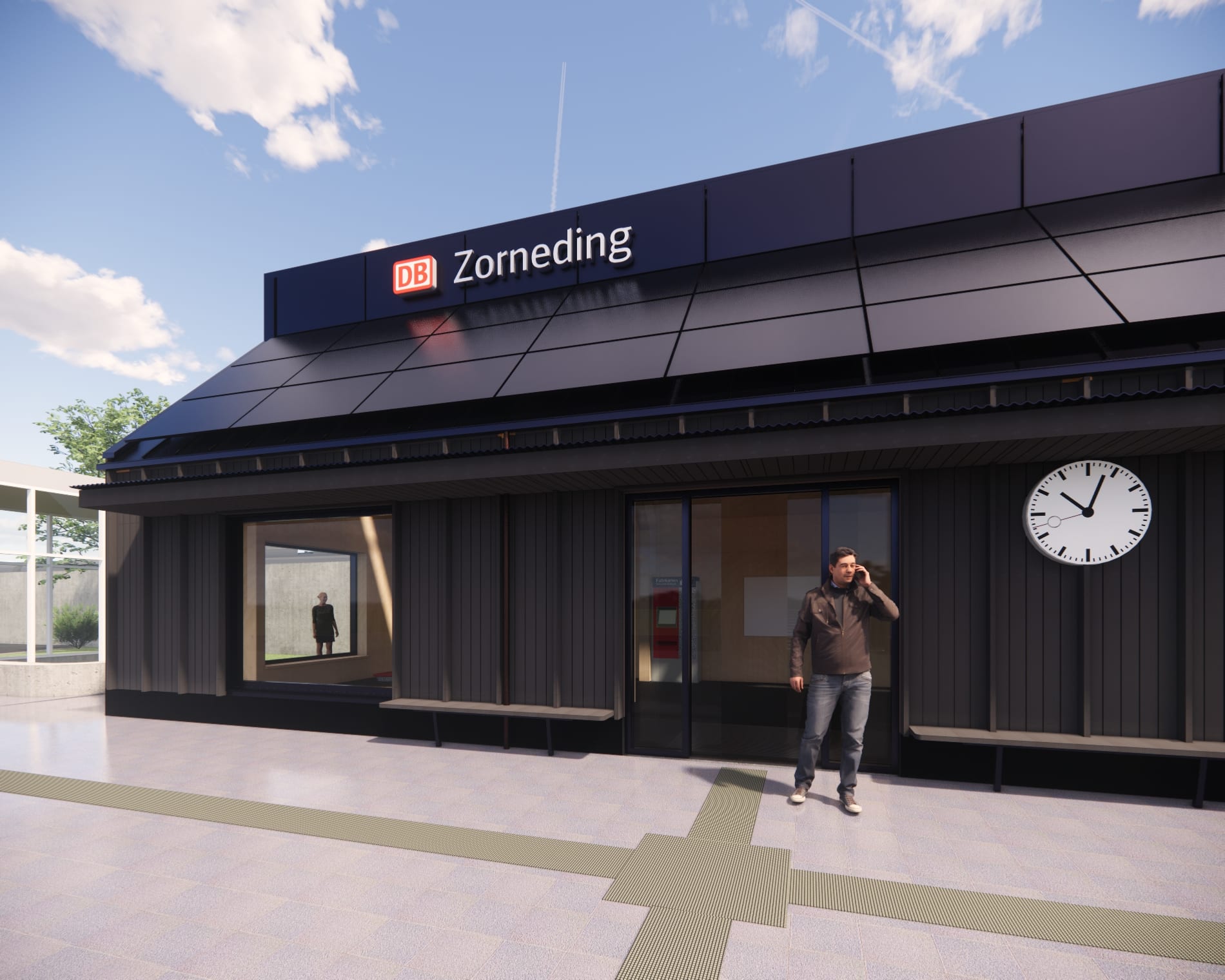 Die Deutsche Bahn eröffnete im Dezember 2023 ihren ersten Bahnhof aus Holzmodulen in Zorneding. Copyright: Deutsche Bahn AG / Station & Service